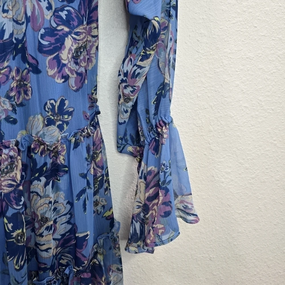 Steve Madden Sol Floral Print V Neck Long Sleeve Maxi Dress Size: S